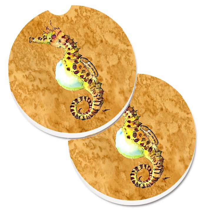 Caroline's Treasures Seahorse Set of 2 Cup Holder Car Coasters 8640CARC, 2.56, Multicolor