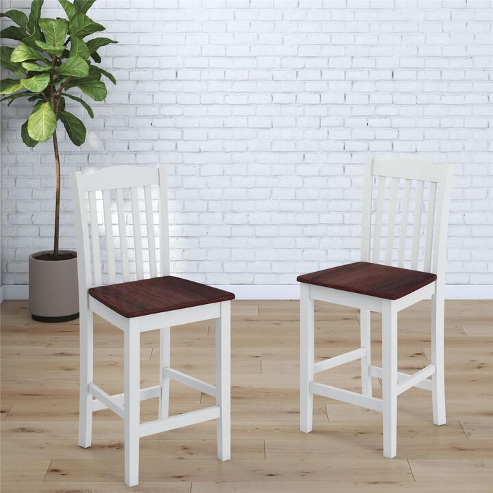 Luca Counter Height Dining Chair, 2-Pack, Mahogany and White