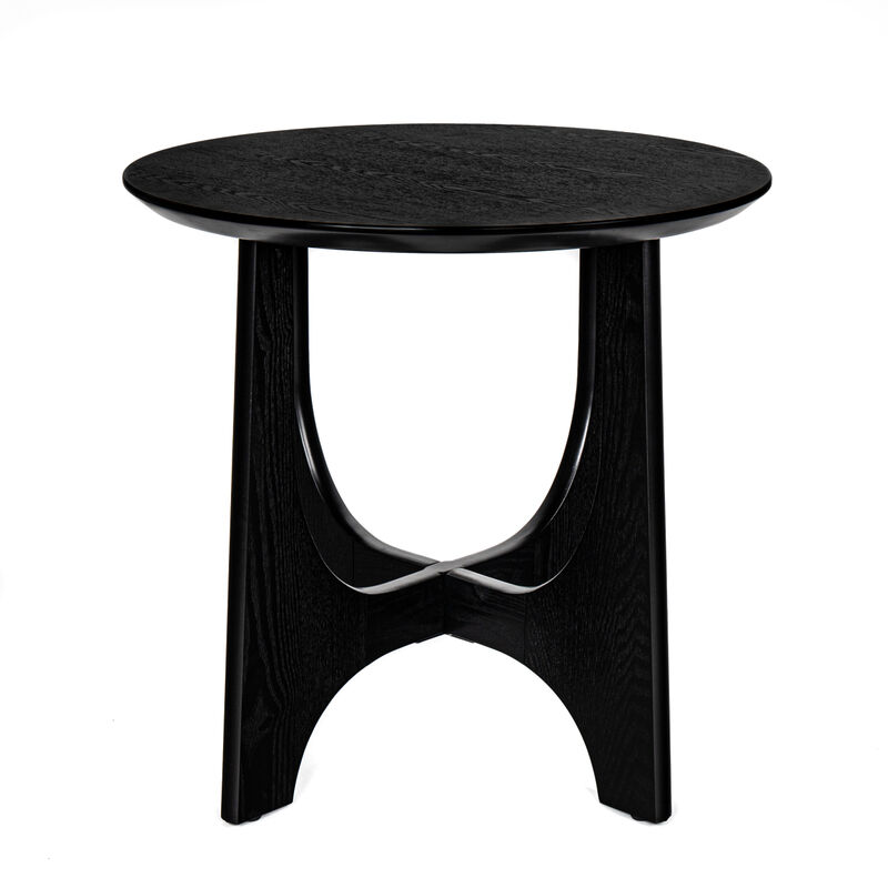 25" Round End Table, Wooden Side Table, Nightstand For Bedroom, Living Room, Reception Room