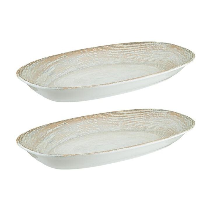 Patera 7.5" x 4.25" x h:1" Oval Decorated Porcelain Platter (Set of 2)