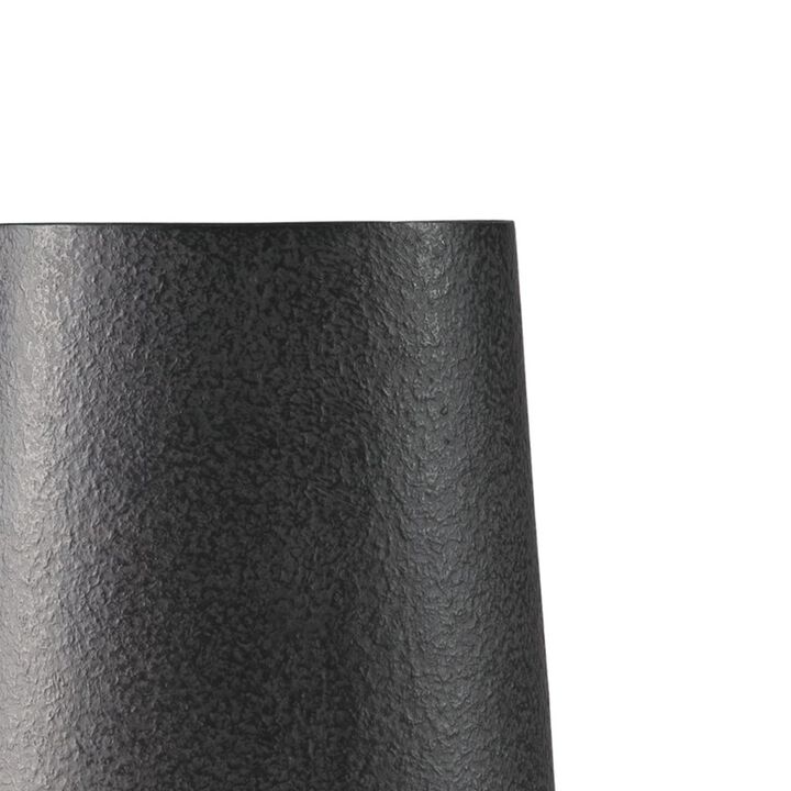 Fin 18 Inch Cylindrical Metal Vase, Subtly Textured Antique Blackened Brown-Benzara