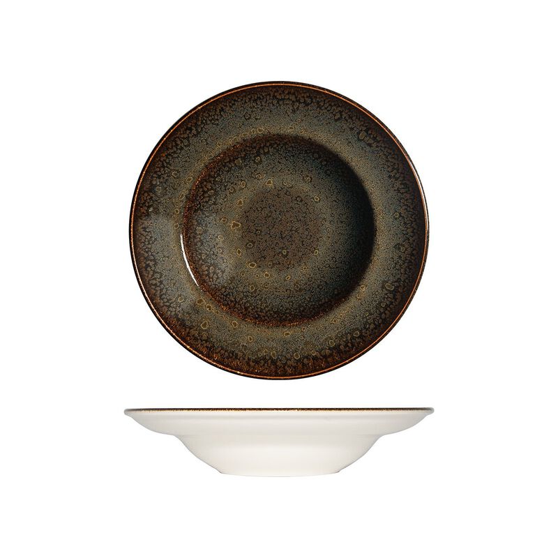 Tierra dia.11.75" h:2.5" 19 oz. Round Brown Porcelain Bowl (Set of 2)