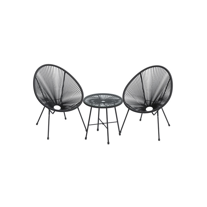 3-Piece Outdoor Seating Set - Modern Acapulco Chairs for Patio