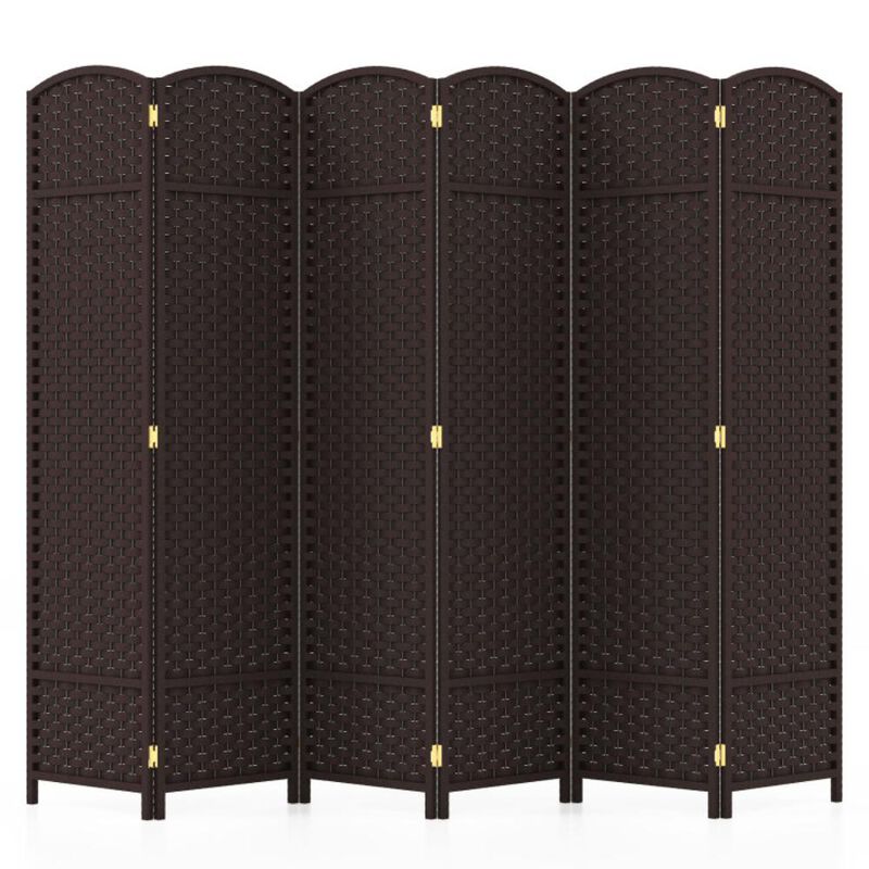 Hivvago 6-Panel Room Divider 5.6 FT Tall Folding Privacy Screen with Hand-woven Texture