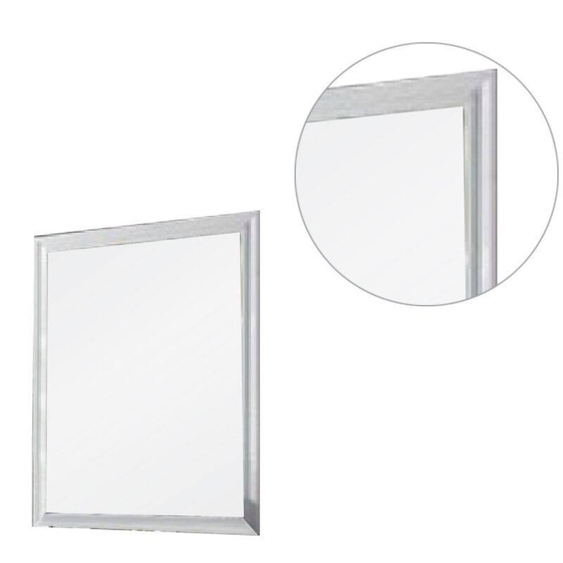 Tyra 39 Inch Wall Mirror, Rectangular Wood Frame, White-Benzara