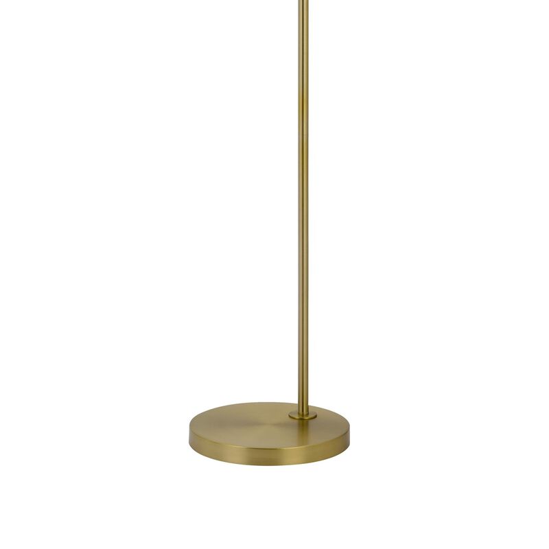 Ashy 68 Inch Task Floor Lamp, Gooseneck LED, White Shade Gold Arc Pole - Benzara