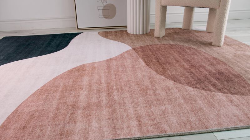 Eclipse Minimalist Abstract Geometric Cream Green Indoor Soft Area Rug