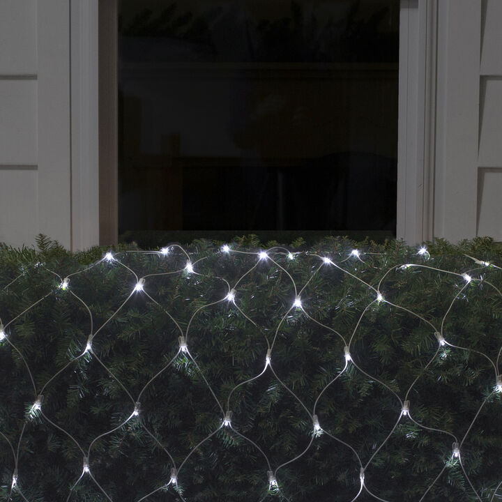4' x 6' Pure White LED Wide Angle Net Style Christmas Lights  White Wire
