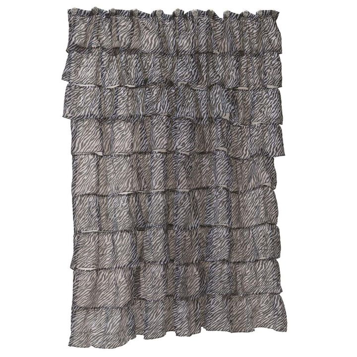 Carnation Home Fashions "Carmen" Polyester Shower Curtain - Black/White 70x72"