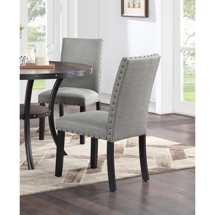 Modern Grey Fabric Dining Chairs (Set of 2)