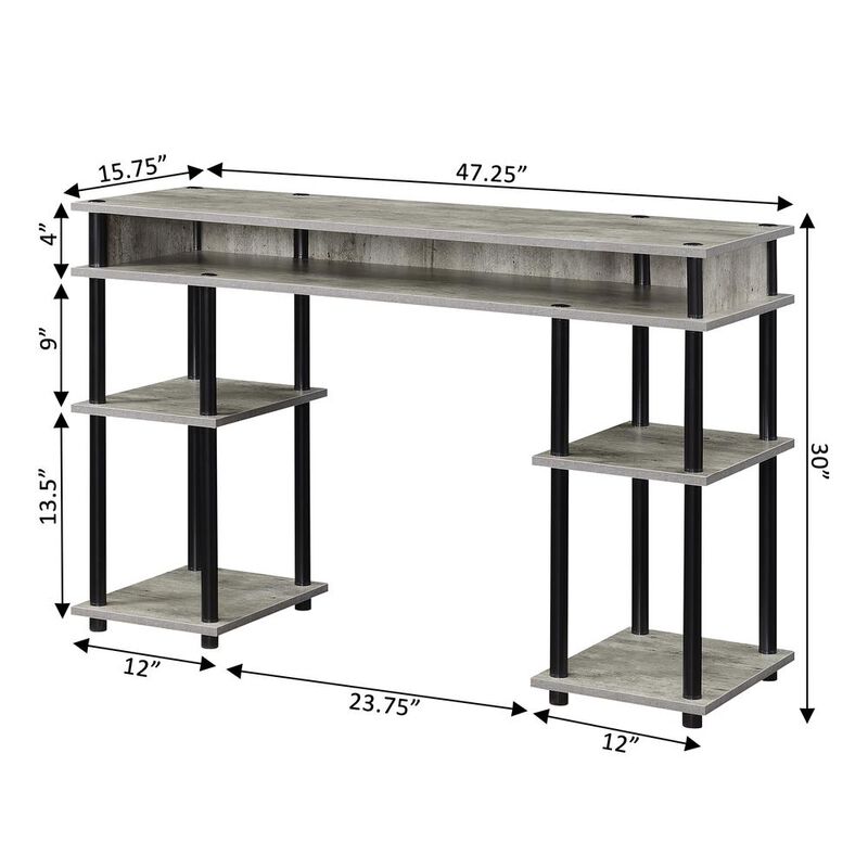 Convenience Concepts Designs2Go No Tools Student Desk with Shelves, Faux Birch/Black
