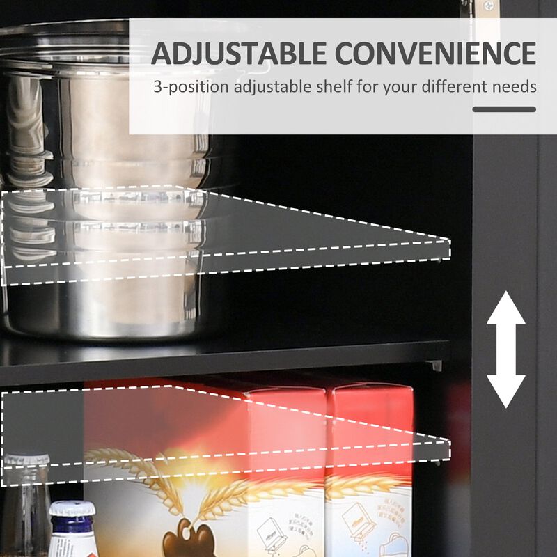 Black Dining Storage: 2-Door Sideboard Buffet Cabinet with Drawers