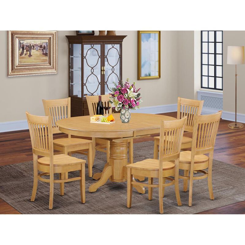 East West Furniture 7  PC  Dining  room  set  for  6-Table  with  Leaf  and  6  Dining  Chairs.