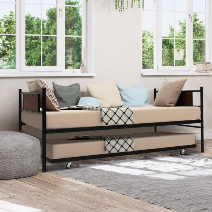 Hivvago Twin Size 2-In-1 Daybed Frame with Pullout Trundle