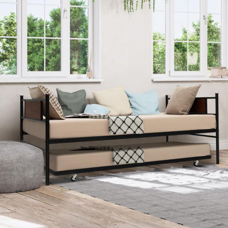 Hivvago Twin Size 2-In-1 Daybed Frame with Pullout Trundle