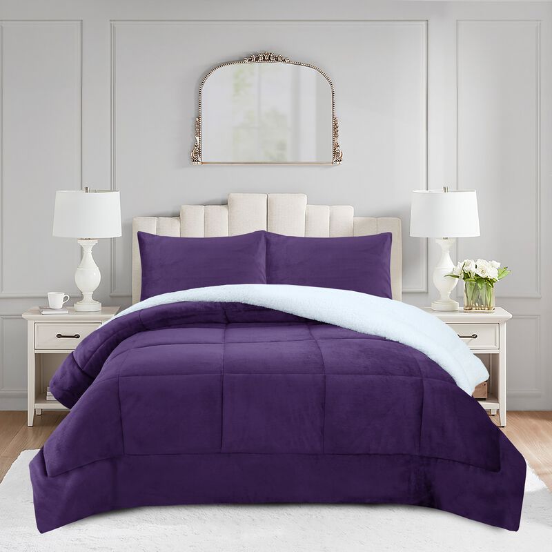 MarCielo 3 Piece Soft Micromink Fluffy Ultra Cozy Sherpa Comforter Set