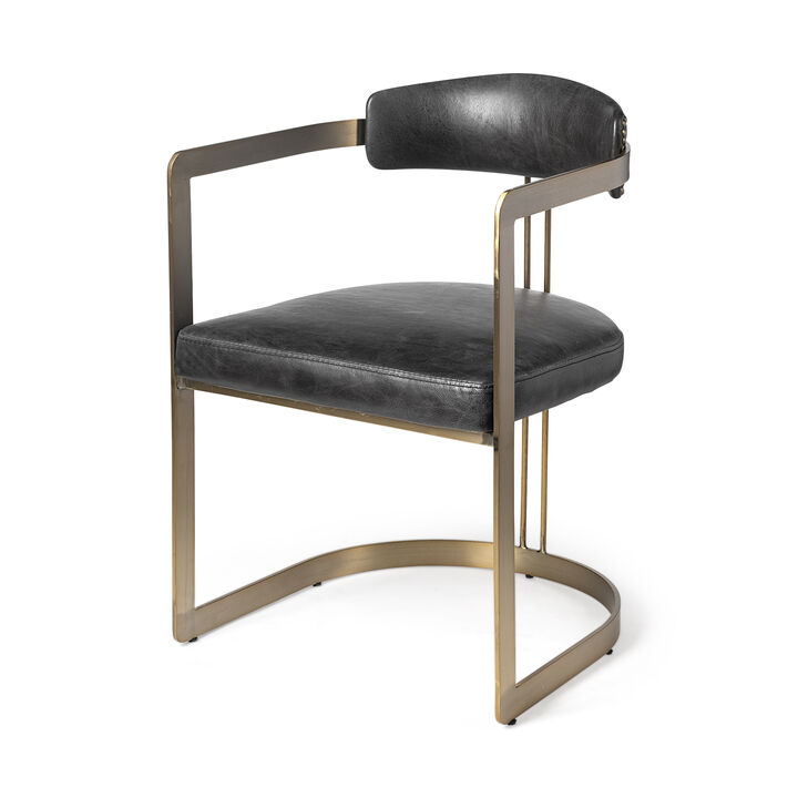 Hollyfield Black Leather Dining Chair