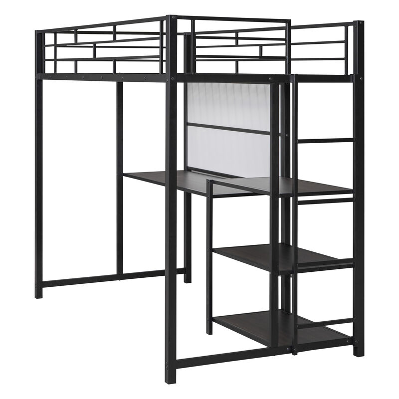 Merax Metal Loft Bed with Desk and Ladder