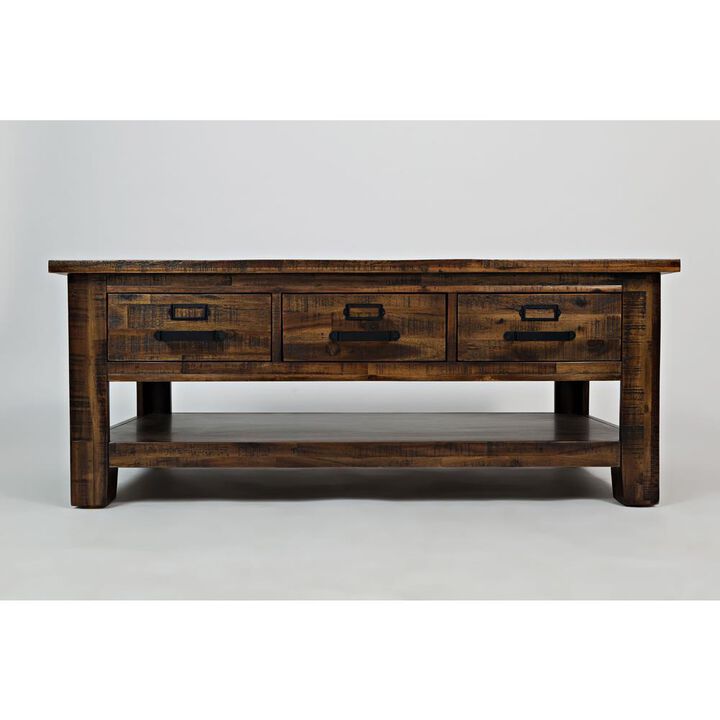 Jofran Distressed Industrial Three Drawer 48 Coffee Table