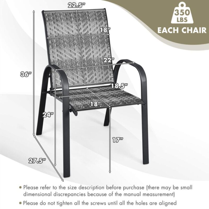 Hivvago Set of 6 Outdoor PE Wicker Stackable Chairs with Sturdy Steel Frame