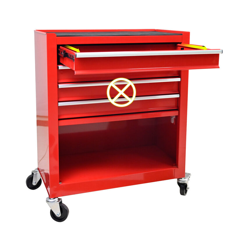 4 Drawers Multifunctional Red Tool Cart With Wheels