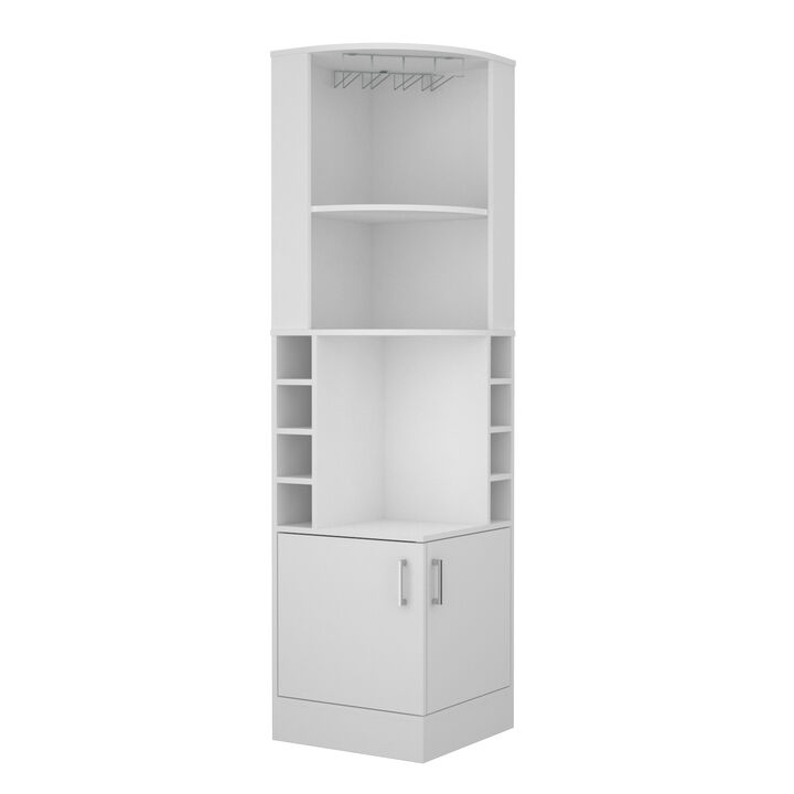 DEPOT E-SHOP Egina Corner Bar Cabinet, Two External Shelves , White