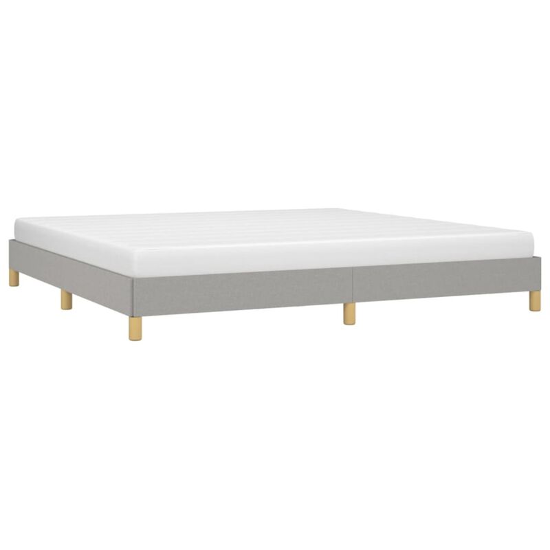 vidaXL Light Gray King-Size Bed Frame - Fabric, Plywood, Engineered Wood Material - Modern Design - Durable Structure - Safe to Use - California Proposition 65 Compliant