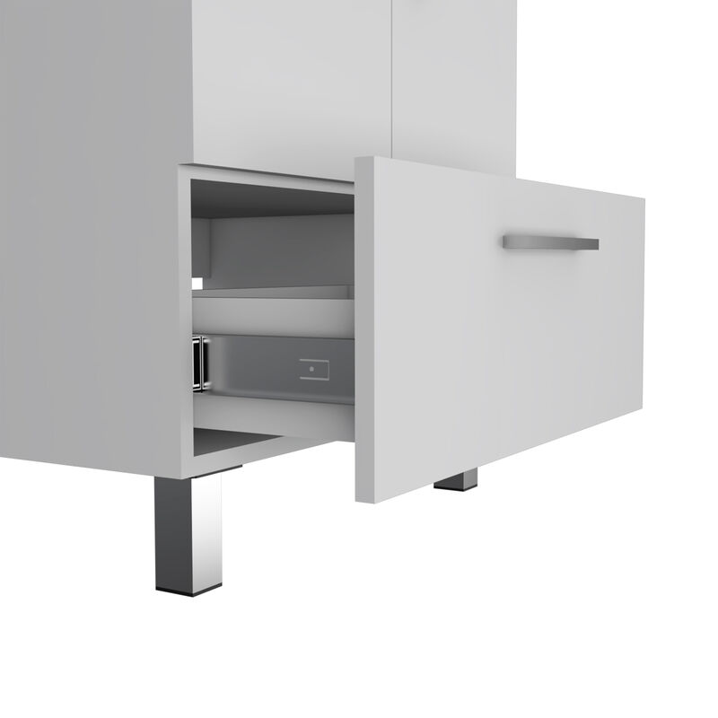 DEPOT E-SHOP Essential Single Bathroom Vanity, One Draw, Double Door Cabinet, White