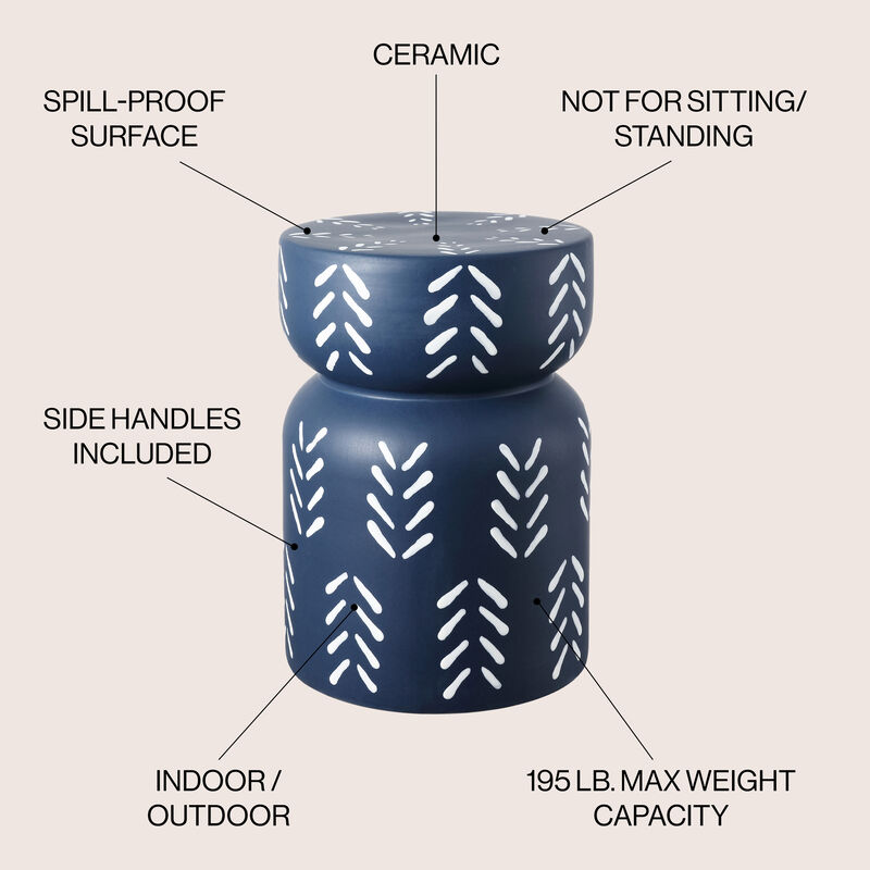 Kiri Modern Bohemian Arrow Pattern Drum Indoor/Outdoor Garden Stool