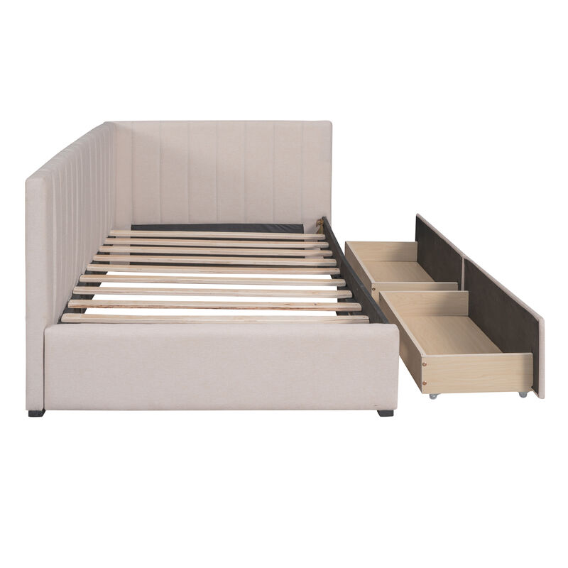 Upholstered Daybed with 2 Storage Drawers
