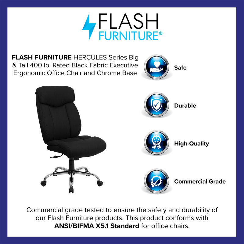 HERCULES Series Big & Tall 400 lb. Rated Black LeatherSoft Executive Ergonomic Office Chair with Full Headrest