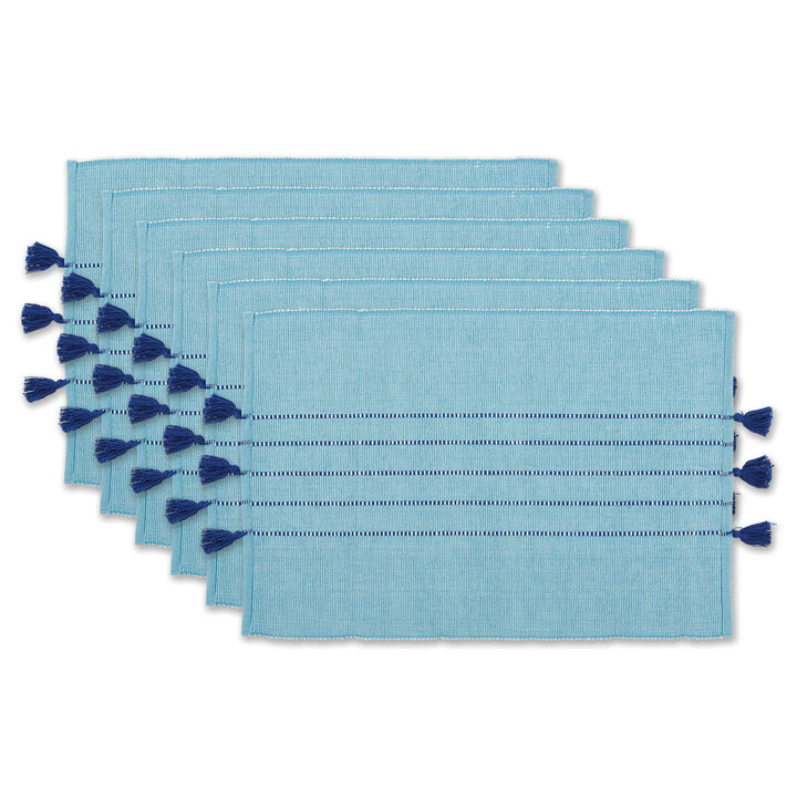 Set of 6 Blue Decorative Placemats  19"