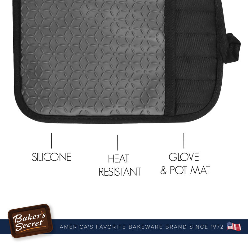 Baker's Secret Pot Holder Oven Mitt, Silicone Heat Resistant, Kitchen Essentials