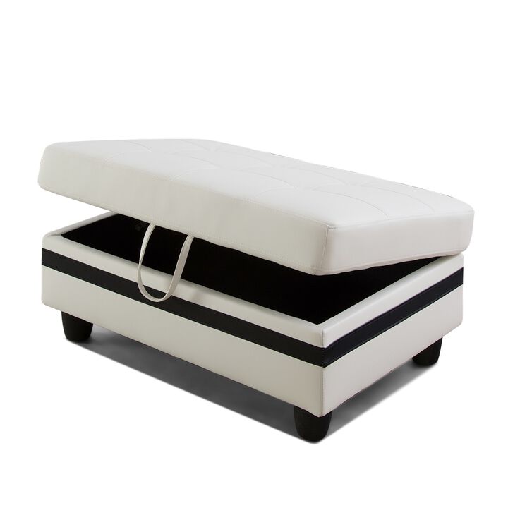 35 in. W Faux Leather Rectangle Ottoman with Storage