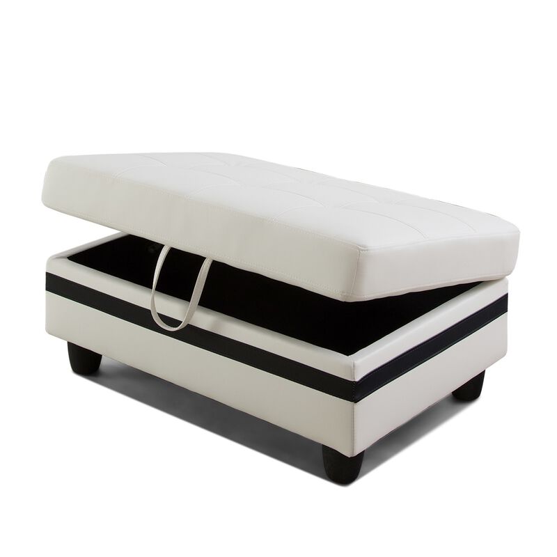 35 in. W Faux Leather Rectangle Ottoman with Storage