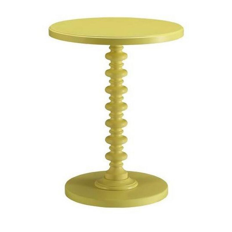 Astonishing Side Table With Round Top, Yellow-Benzara