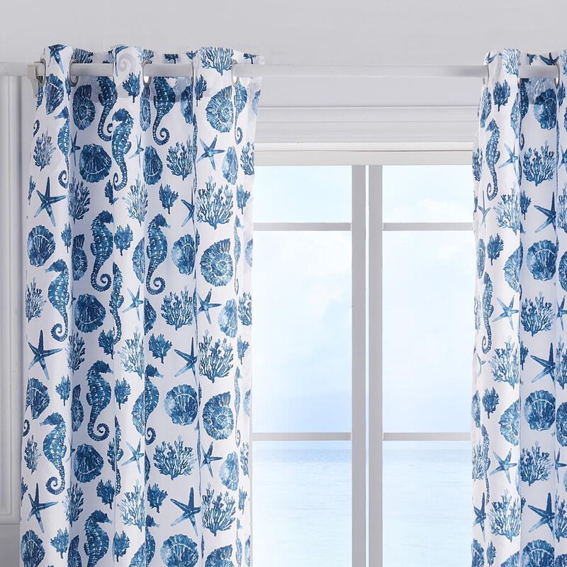 Greenland Home Fashions Pebble Beach Window Panel Pair - 42x84", Blue
