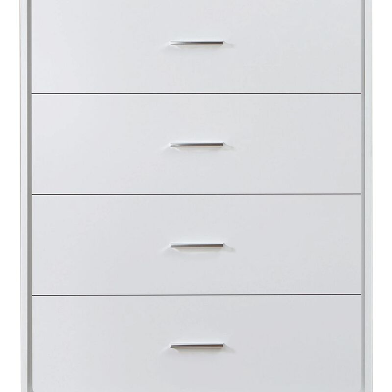 Contemporary Style Wooden Chest with Five Drawers, White-Benzara