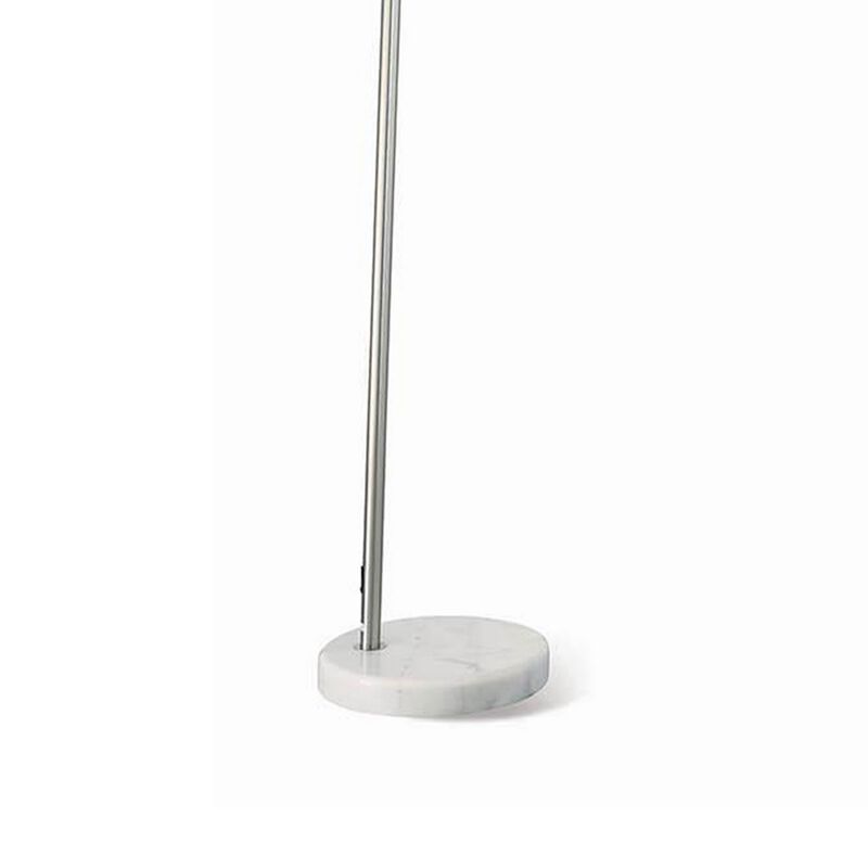 85 Inch Floor Lamp with Arched Body, Binary Switch, Marble Base, Silver - Benzara