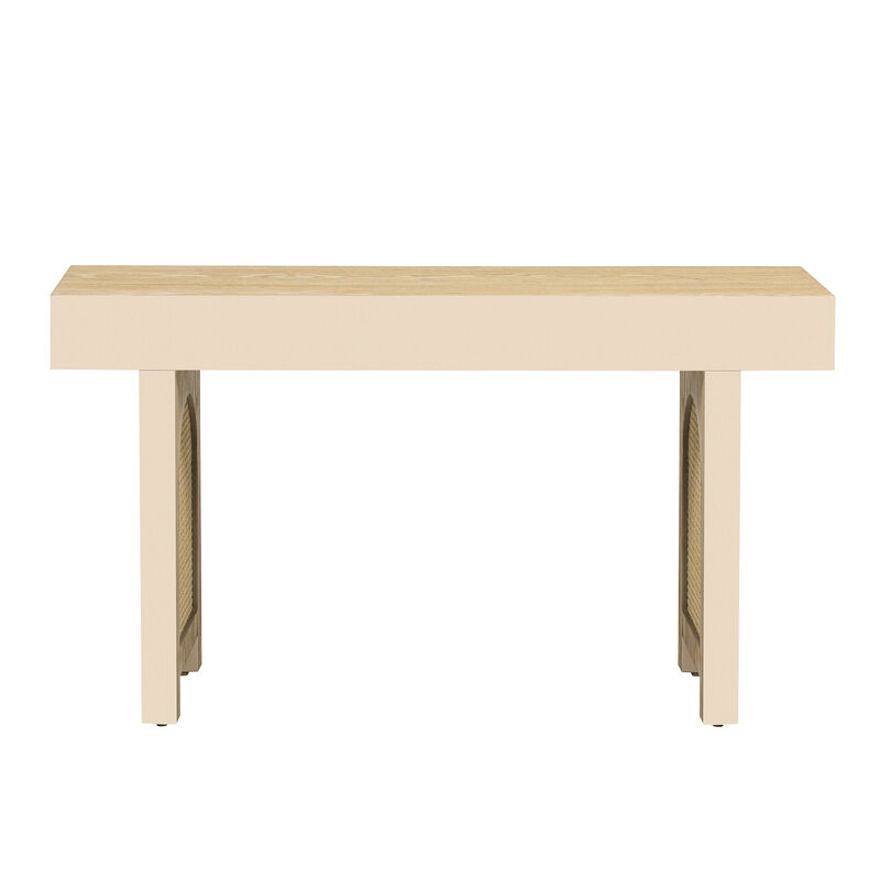 Merax Narrow Console Table with Rattan Accent