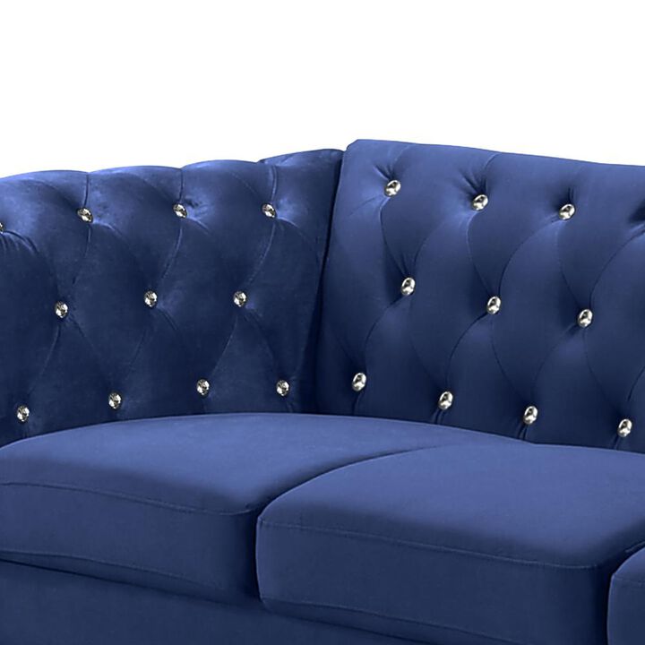 New Classic Furniture Furniture Emma Velvet Fabric Sofa with Rolled Arms in Royal Blue