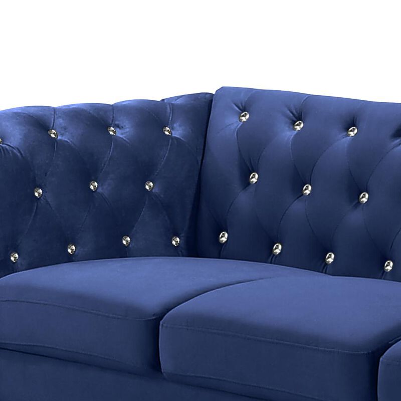 New Classic Furniture Furniture Emma Velvet Fabric Sofa with Rolled Arms in Royal Blue