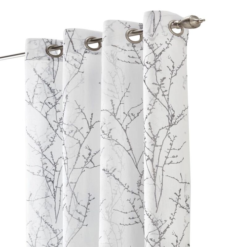 Habitat Liberty Whimsical Branch Motif Light Filtering Grommet Curtain Panel for Livingroom 52" x 63" White