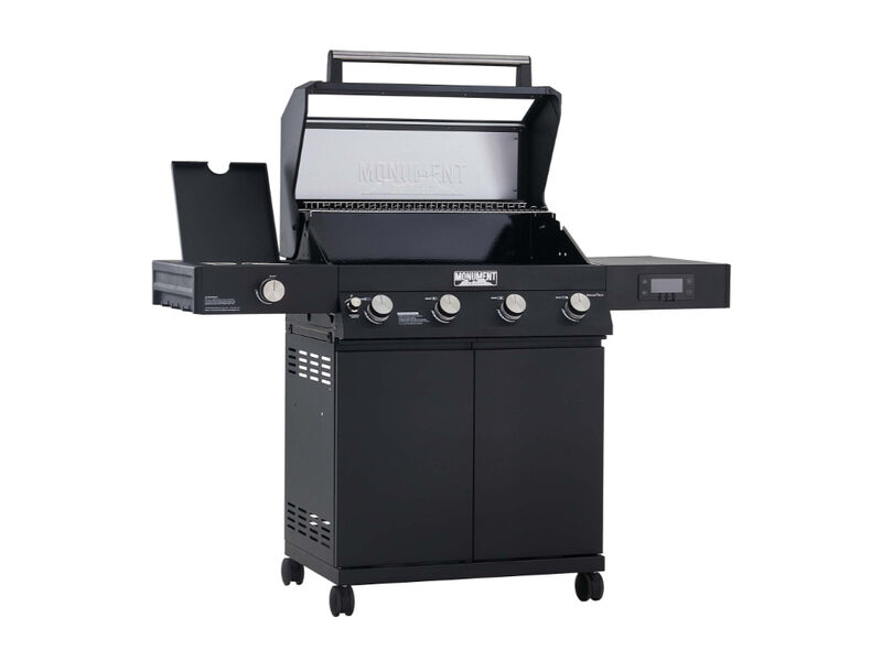 Monument Grills Denali Series | 4 Burner Smart Black Powder-Coated Propane Gas Grill