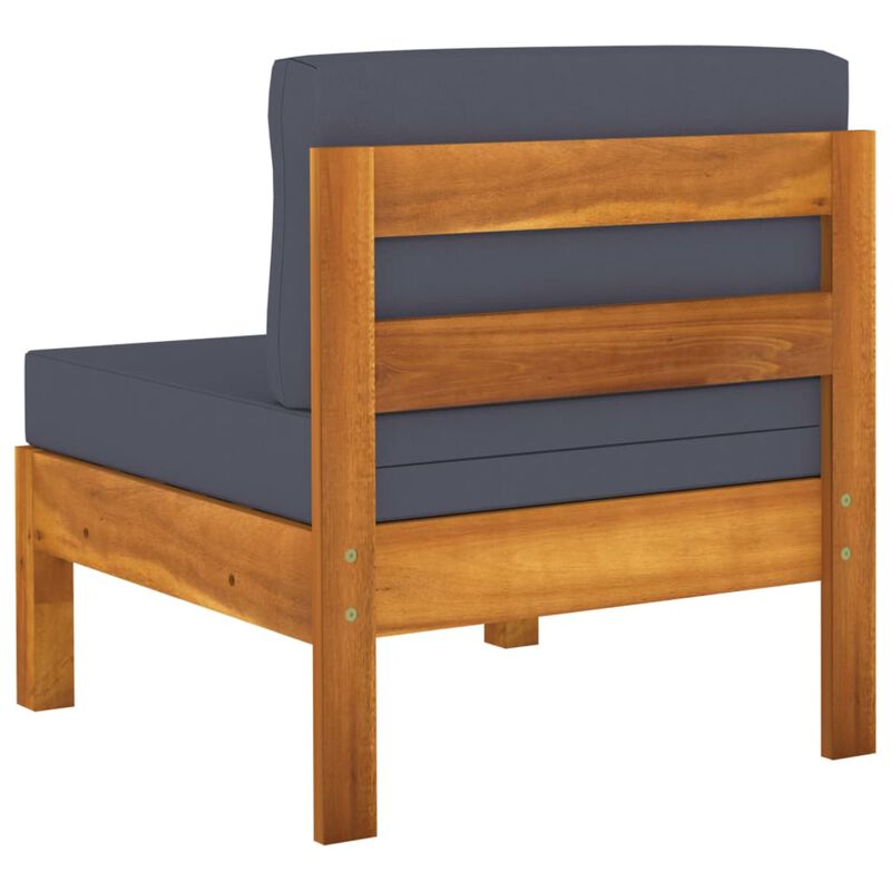 vidaXL 3-Seater Garden Sofa with Dark Gray Cushions Acacia Wood