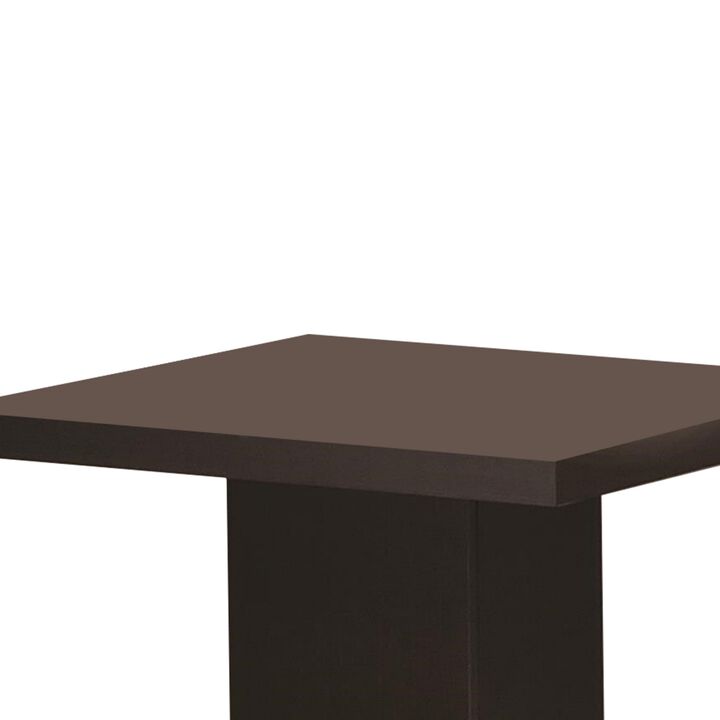 Contemporary End Table With Pedestal Base, Cappuccino Brown-Benzara