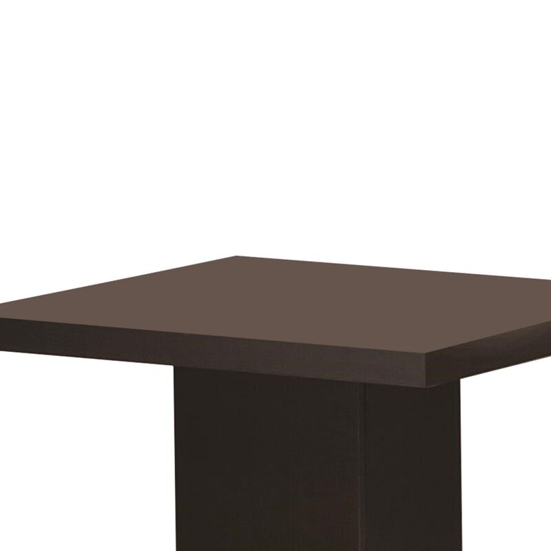 Contemporary End Table With Pedestal Base, Cappuccino Brown-Benzara