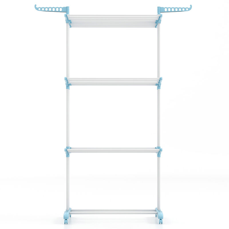 4-tier Clothes Drying Rack with Rotatable Side Wings and Collapsible Shelves