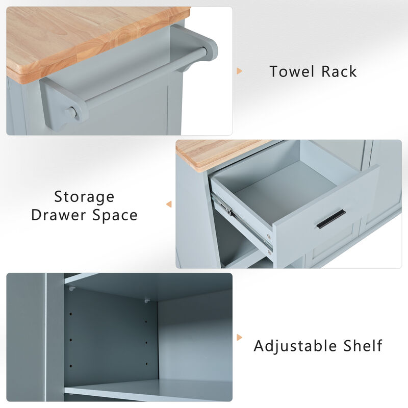 Merax Kitchen Island with Foldable Counter Top and Towel Rack