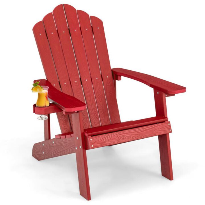 Hivvago Weather Resistant HIPS Outdoor Adirondack Chair with Cup Holder